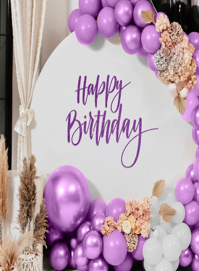 Sinload Happy Birthday Sign for Backdrop, Disposable Party Decoration, Easy Stick& Peel Wall Decal for Photo Background, Balloon Arch Decor(Glitter Purple) - Image 1
